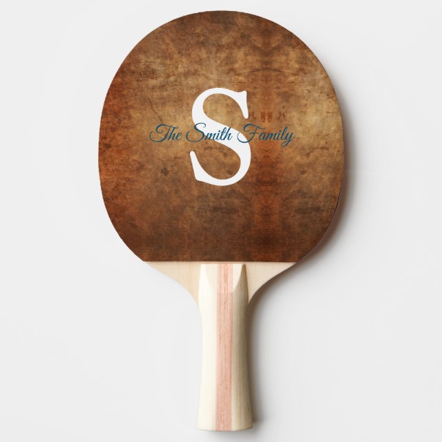 Monogrammad Orange för bränd elegant Pingisracket (Framsidan)