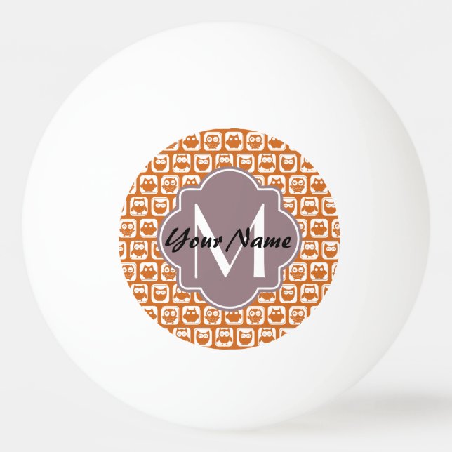 Monogrammad Orange Uggla Pingisboll (Framsidan)