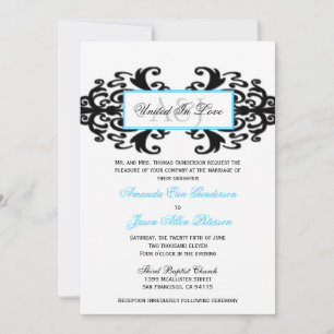 Monogrammad Ornamental Damask Wedding Inbjudan