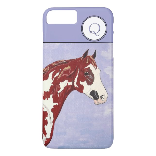 Monogrammad Overo Paint Horse Head Case-Mate iPhone Skal (Baksida)