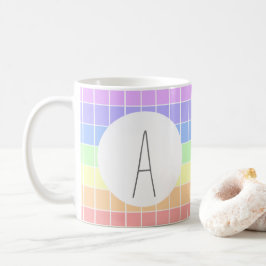Monogrammad Pastel Rainbow Colorful Rand Kaffemugg