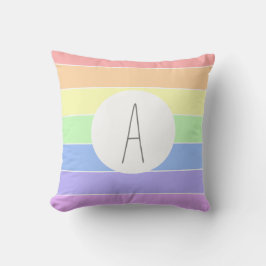 Monogrammad Pastel Rainbow Colorful Rand Kudde