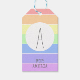 Monogrammad Pastel Rainbow Colorful Rand Presentetikett