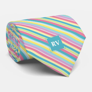 Monogrammad Pastel Rand Påsk Slips
