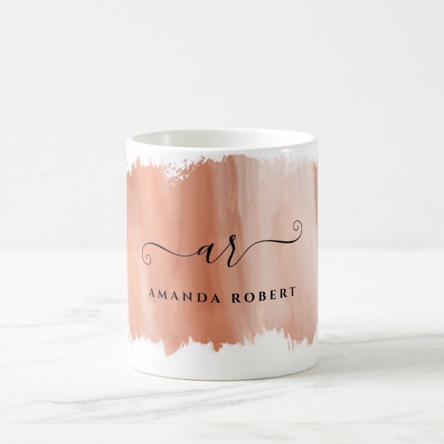 Monogrammad penselstreck i elegant Guld Kaffemugg (Center)