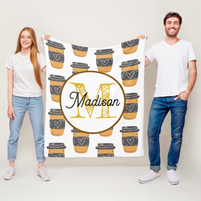 Monogrammad personalize fleece filt-kaffe (På plats)