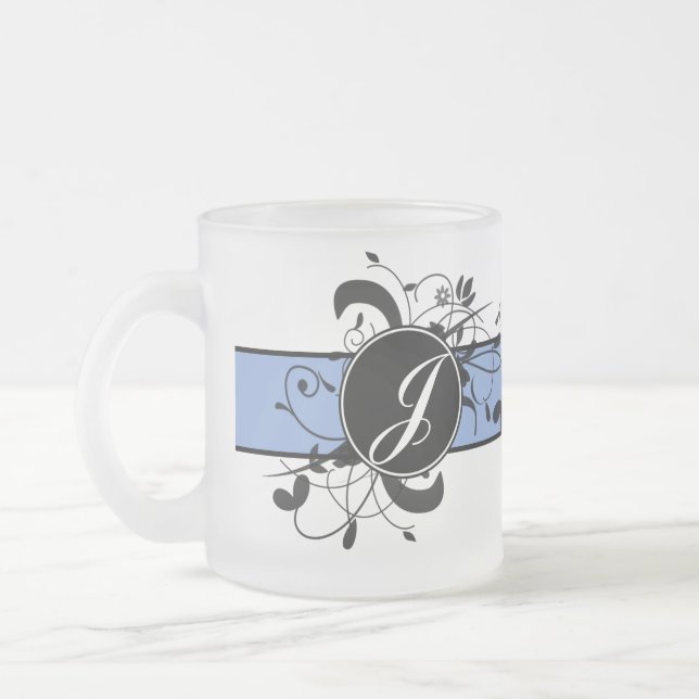 Monogrammad Personlig Finare Flourish Frostad Glasmugg (Vänster)