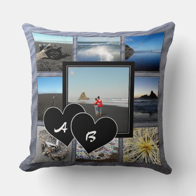 Monogrammad Photo Collage Dekorativ kudde (Framsida)