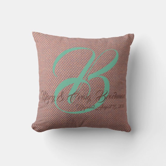 Monogrammad Pillow för paret bröllop Kudde (Framsida)
