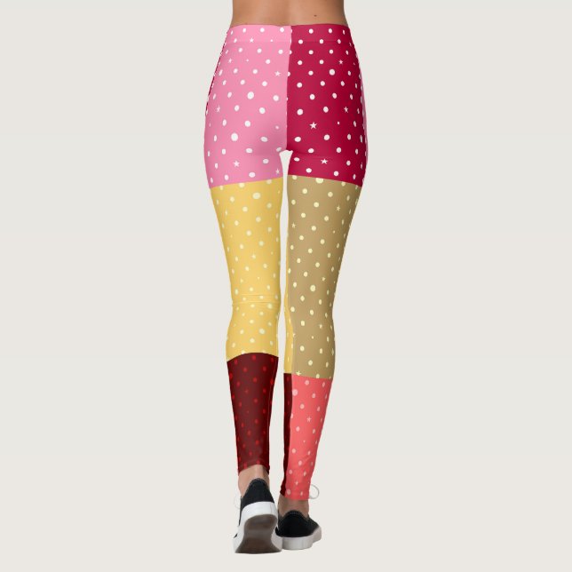 Monogrammad Polka dots Mönster Leggings (Baksida)