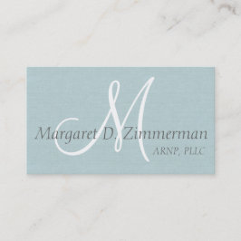 Monogrammad Professionell, Light Blue Linen Visitkort