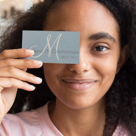 Monogrammad Professionell, Linen Himlar Blue Visitkort
