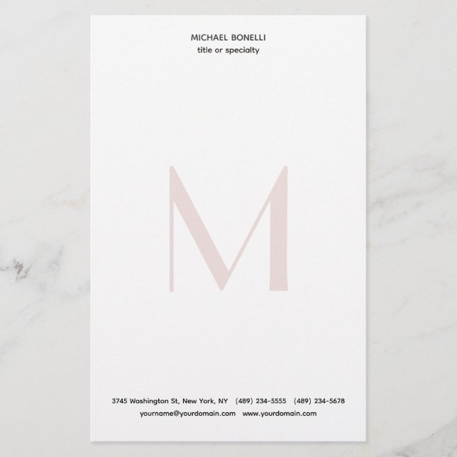Monogrammad professionell med enkel, modern minima brevpapper (Framsida)