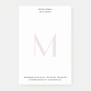 Monogrammad professionell med enkel, modern minima post-it block
