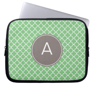 Monogrammad Quatrefoil Mönster Laptop Fodral
