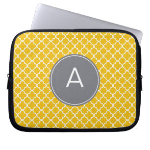 Monogrammad Quatrefoil Mönster Laptop Fodral