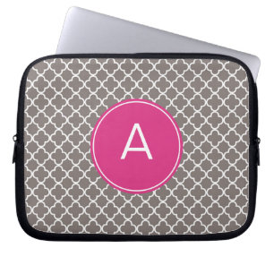 Monogrammad Quatrefoil Mönster Laptop Fodral