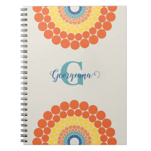 Monogrammad Radiant Aegean Summer Dot Mandala Anteckningsbok