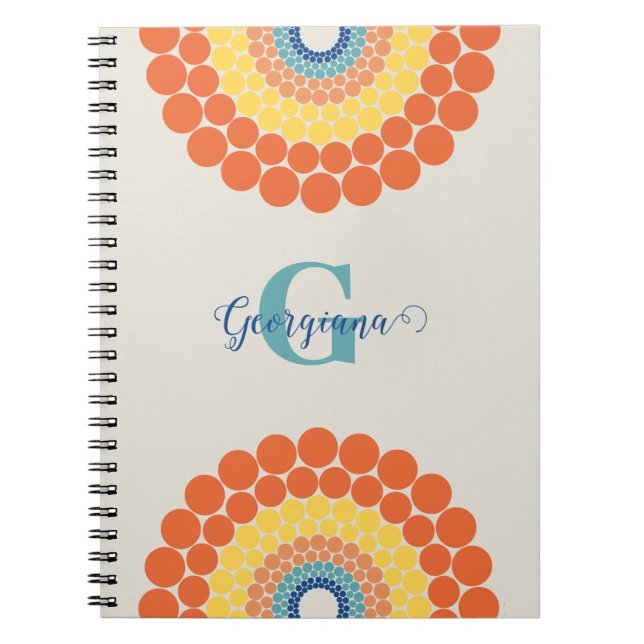 Monogrammad Radiant Aegean Summer Dot Mandala Anteckningsbok (Framsidan)