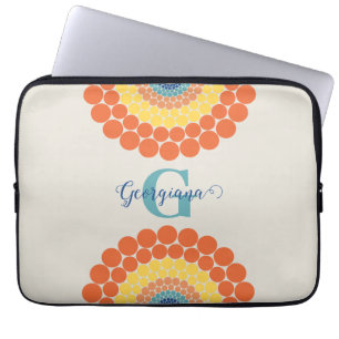 Monogrammad Radiant Aegean Summer Dot Mandala Laptop Fodral