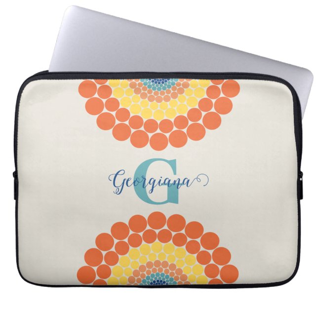 Monogrammad Radiant Aegean Summer Dot Mandala Laptop Fodral (Framsidan)