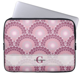 Monogrammad Radiant Pinks Dusky Ro Dot Mandala Laptop Fodral