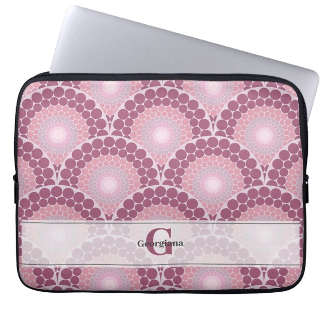 Monogrammad Radiant Pinks Dusky Ro Dot Mandala Laptop Fodral (Framsidan)
