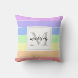 Monogrammad Rainbow Colorful Rand Mönster Kudde