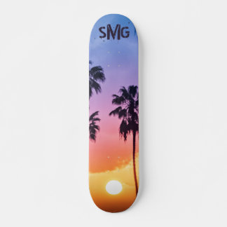 Monogrammad Rainbow Sol Handflatan Träd Personlig Mini Skateboard Bräda 18,5 Cm