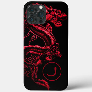 Monogrammad Red Asian Dragon