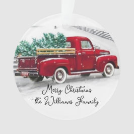 Monogrammad Red lastbil jul Akryla prydnadsföremål