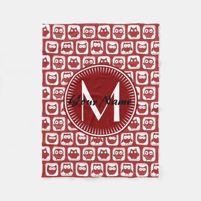 Monogrammad Red Uggla, Personlig Namn Fleecefilt (Framsidan)