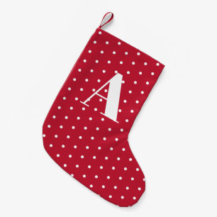 Monogrammad Red & White Polka dots Liten Julstrumpa