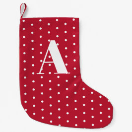Monogrammad Red & White Polka dots Liten Julstrumpa