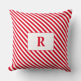 Monogrammad Red/White Rand Dekorativ kudde