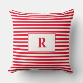 Monogrammad Red/White Rand Dekorativ kudde