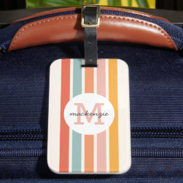 Monogrammad Retro Colorful Rand Personlig Bagagebricka