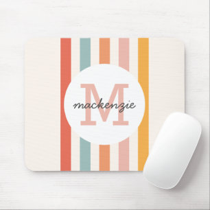 Monogrammad Retro Colorful Rand Personlig Musmatta