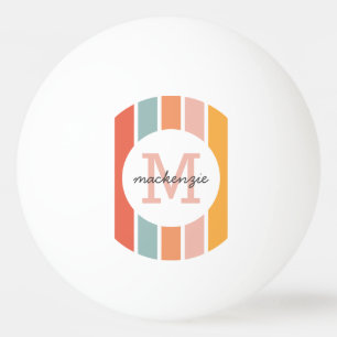 Monogrammad Retro Colorful Rand Personlig Pingisboll