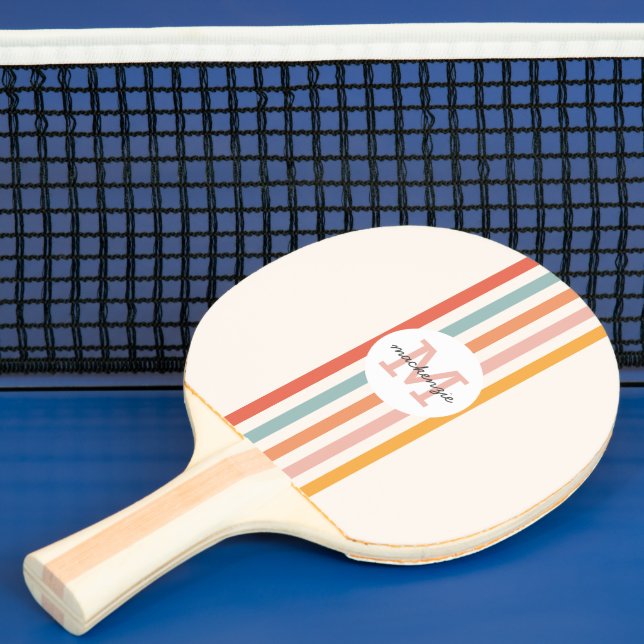 Monogrammad Retro Colorful Rand Personlig Pingisracket (Insitu)