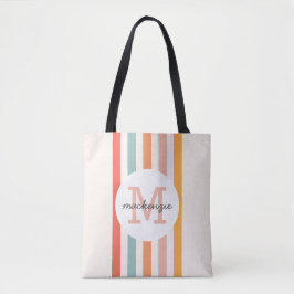Monogrammad Retro Colorful Rand Personlig Tygkasse