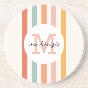 Monogrammad Retro Colorful Rand Personlig Underlägg