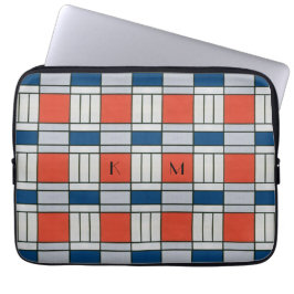 Monogrammad Retro Geometric Mönster Laptop Fodral