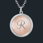 Monogrammad Ro Guld Damask Silverpläterat Halsband<br><div class="desc">Monogrammad Ro Guld Damask och mörk grått monogram Silver Plated Necklace. Kolla in vår samling för matchande produkter.</div>