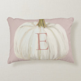 Monogrammad Rosa and White Fall Pumpkin Prydnadskudde