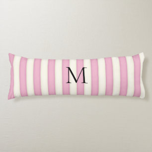 Monogrammad rosa & Antique White Rand Kroppskudde