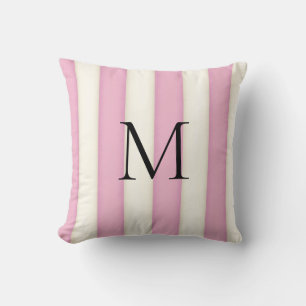 Monogrammad rosa & Antique White Rand Kudde