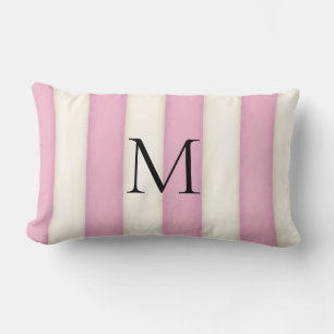 Monogrammad rosa & Antique White Rand Lumbarkudde