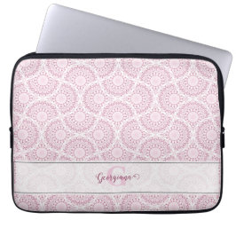 Monogrammad Rosa Art Deco Confetti Snöre Mandala Laptop Fodral