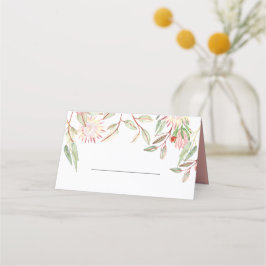 Monogrammad  Rosa Australian Flowers Bröllop Placeringskort